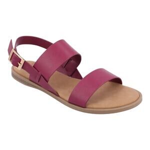 Journee Collection Women's Lavine Double Strap Flat Sandals Raspberry Size 10 M